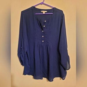 XL navy blue women's blouse